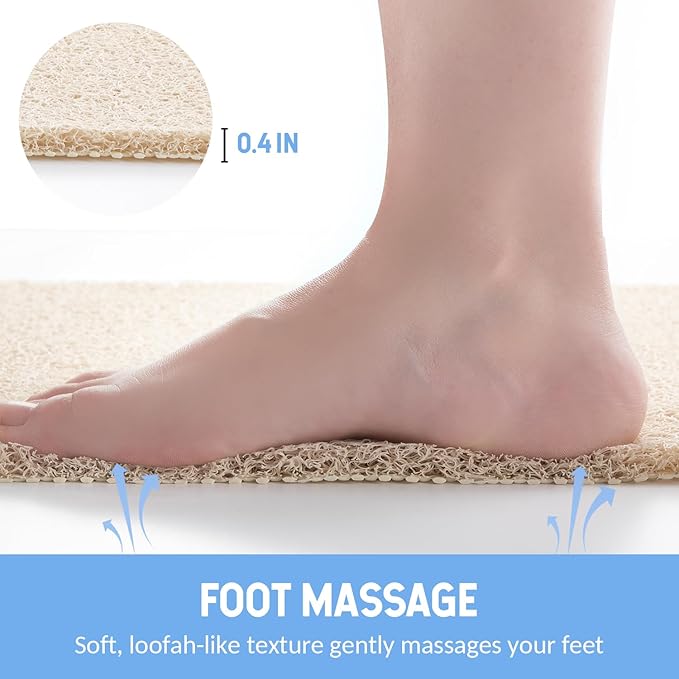 Hargiis Non Slip Bathtub Mat, Anti Slip Shower Mat, Quick Drying Bath Tub Mats, Foot Scrubber Mat, Anti Slip Mat for Tub, Floor, Bathroom, Home, Kitchen, Hotel (Beige 32"x17")