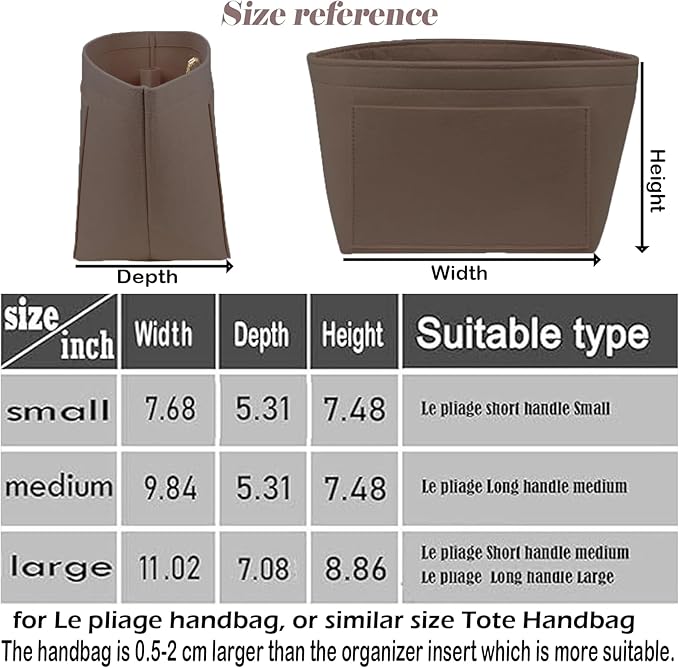 Lckaey bag Organizer Insert for Longchamp Le Pliage Neo(Large) Handbags Insert Organizer 1012 coffee-L