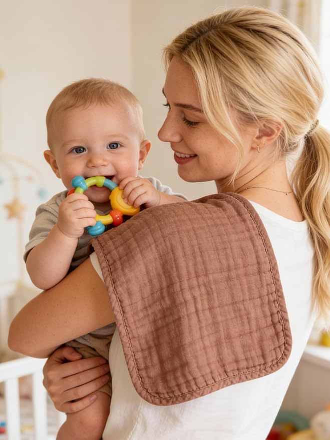 Lovely Care 12 Pack Muslin Burp Cloths 100% Cotton Muslin Cloths Large 20''x10'' Extra Soft and Absorbent Baby Burping Cloth - Boho Neutrals