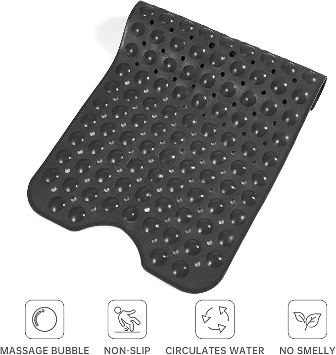 Tree Bud Bathtub Mats for Shower Tub Non-Slip Bath Mat 39 x 16 Inch Extra Long Shower Mat, Bath Tub Mat for Bathroom with Machine Washable, BPA Free for Kids (Black)