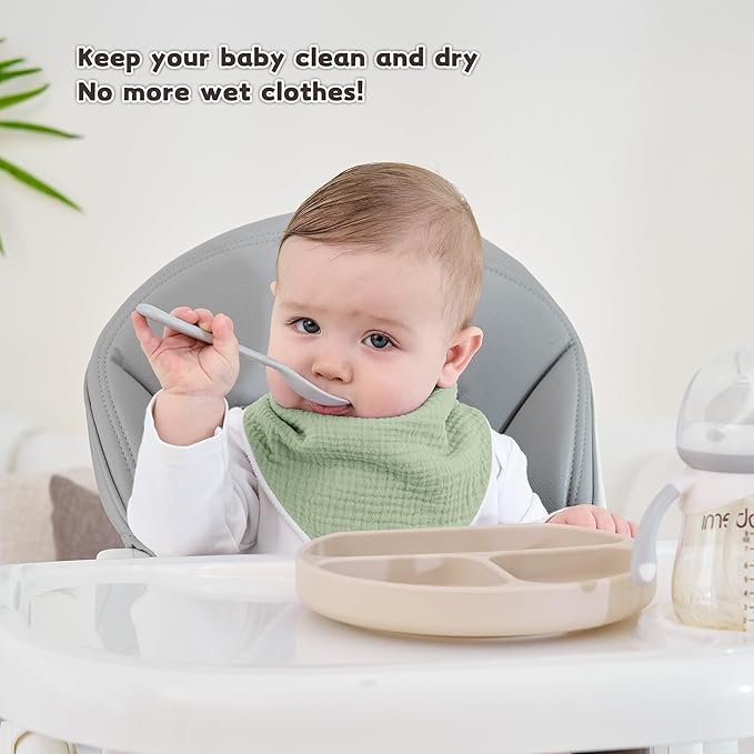 Susurration Muslin Baby Drool Bibs 6Pack Soft Triangular Adjustable Baby Bandana Bibs for Unisex Baby Girls & Boys