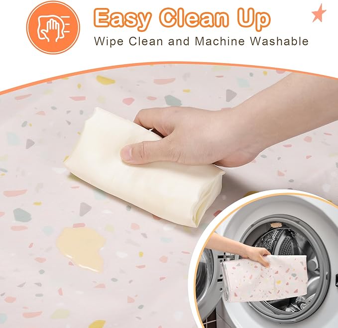 CLYMENE Splat Mat for Under High Chair | 51x51 Inch Anti-Slip Baby Splash Mat | Waterproof & Washable Spill Mat for Highchair Floor and Infant Play (Terrazzo Treasure)