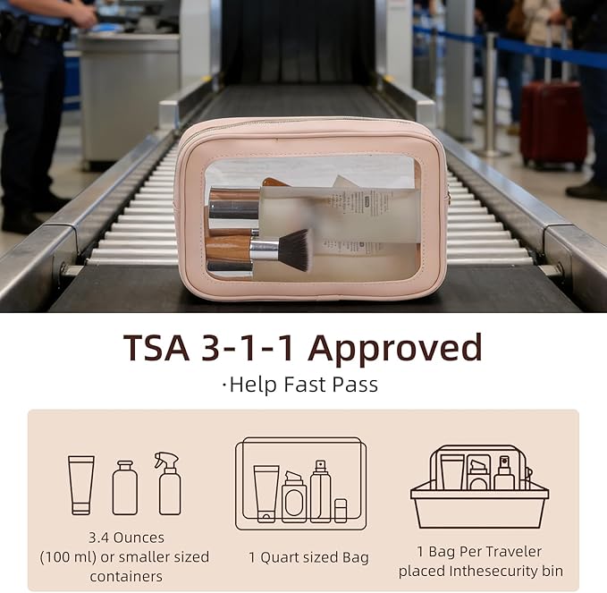 3PCS Diaper Bag Organizer Pouch Set，Clear Organizer Bags,TSA Approved Toiletry Bag,Clear Waterproof Cosmetic Bags with Zipper,Purse Organizer Pouches,Travel Organizer Bags for Woman and Kids