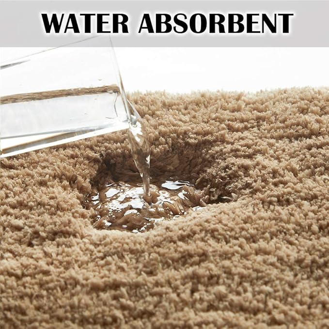 Suchtale Extra Soft & Absorbent Shaggy Bath Mat (24 x 60, Sand) - Machine Washable, Non-Slip Microfiber Bath Mat for Bathrooms, Luxury Floor Mats with Rubber Back