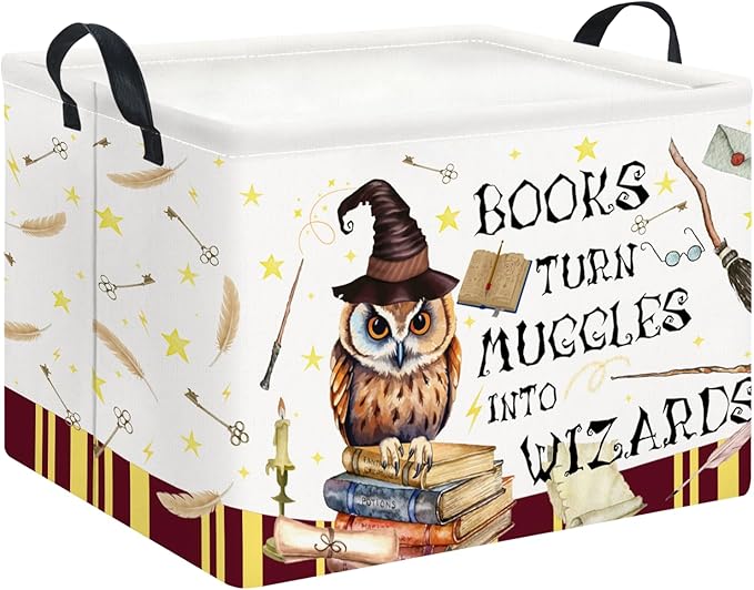 HKEC Rectangle Storage Basket with Handles,Collapsible Storage Bin,Books Box,Gift Basket(Magic)