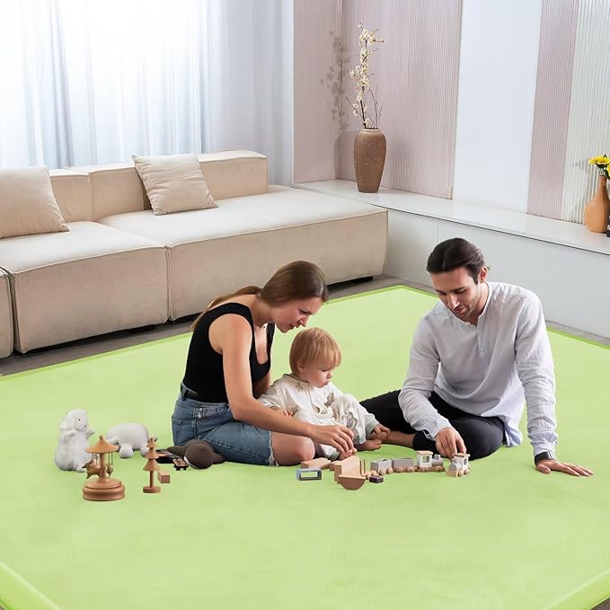 Baby Play Mat for Floor Nursery Muscle Area Rug Playroom Rug 47"x47" Memory Foam 1.3" Thick Crawling Mat for Babies,Toddlers, Infants,Kids(Light Green)