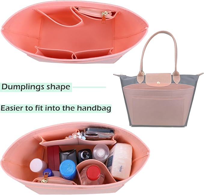 Lckaey Felt Purse Organizer Insert for Le Pliage Neo Handbags Insert Organizer1012pink-M