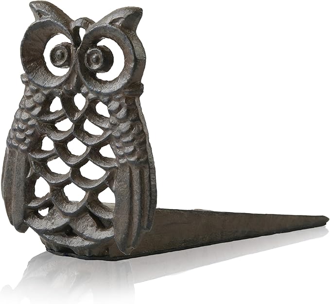 Linton-Cute Owl Iron Door Stop - Heavy Duty Door Stop, Fun Door Stoppers & Functional with Anti-Slip Base - Ideal for Home & Office (Wall Protector Provided)