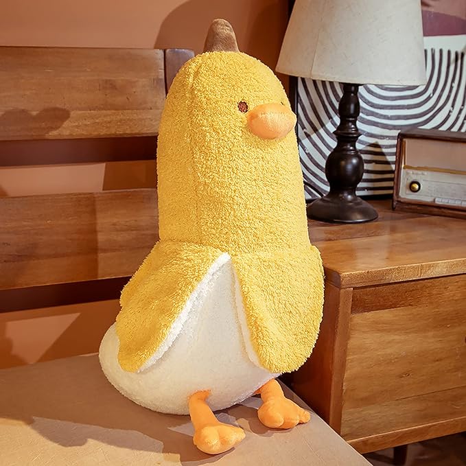PEACH CAT Banana Duck Plush Toy Cute Plushie Hugging Plush Pillow Duck Stuffed Animal for Girls and Boys Yellow 19.7"