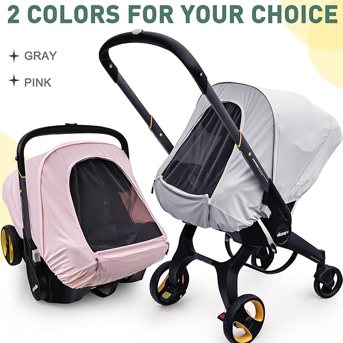 Summer Baby Car Seat Cover Compatible with Doona Car Seat and Stroller,Breathable Sunproof Car Seat Canopy for Boys & Girls,Suitable for Spring/Summer/Autumn Use (Gray)