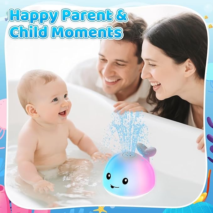 Baby Bath Toys for Kids Ages 1-3 & Babies 6-12 Months, Light Up Whale Sprinkler Water Toys for Infant Toddlers 1 2 3 Year Old Boys Girls Easter Basket Stuffers Birthday Gifts Newborn Essentials