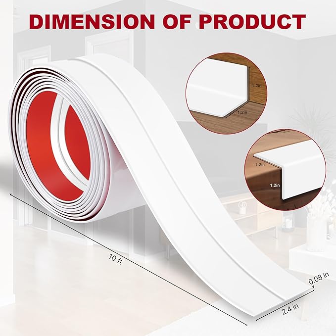 2.4 Inch x 10 Feet Wall Corner Protector Peel and Stick Corner Trim Molding Strip Self Adhesive wall Edge Protectors Guards for Edge Ceiling, White