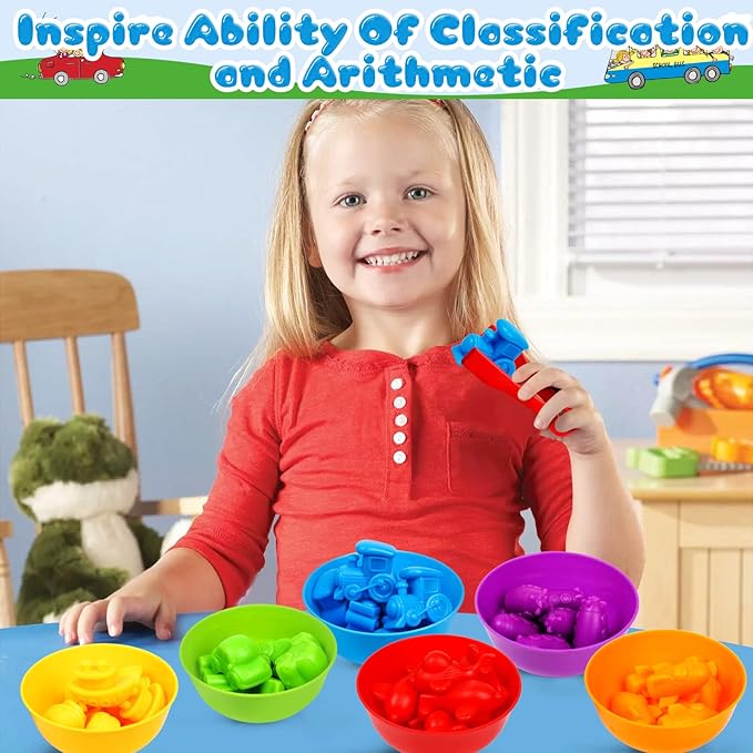 NAODONGLI Counting Transport Matching Game with Rainbow Bowls,Color Sorting & Sensory Training Montessori Preschool Education Learning Fine Motor Skills Easter Gifts for 3 4 5 Years Old Boys Girls