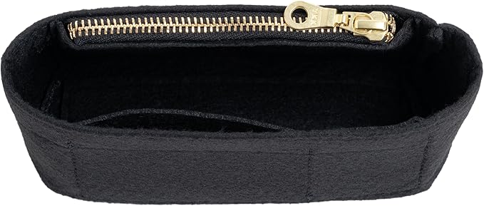 Mini Purse Organizer Insert for Longchamp Le Pliage Small Tote – Felt Inner Bag Liner with Zipper Pocket, Lightweight Storage for Mini Handbags, Black