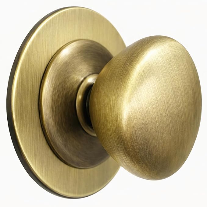 trust4care 4-Pack Large Brushed Antique Brass Backplate for Cabinet Knobs, 2-1/3" Thick Round Rosette Back Plate for Bifold Doors & Closet Doorknobs, Weather Gold Finish Metal Washer Sheets