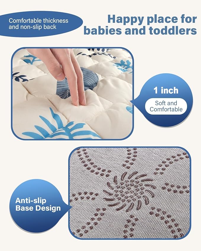 Baby Play Mat, 50x50 Thickened Playpen Mat, Non-Slip Baby Mat for Floor, Foldable Portable Playmat Suitable for babies learning to crawl and for travel