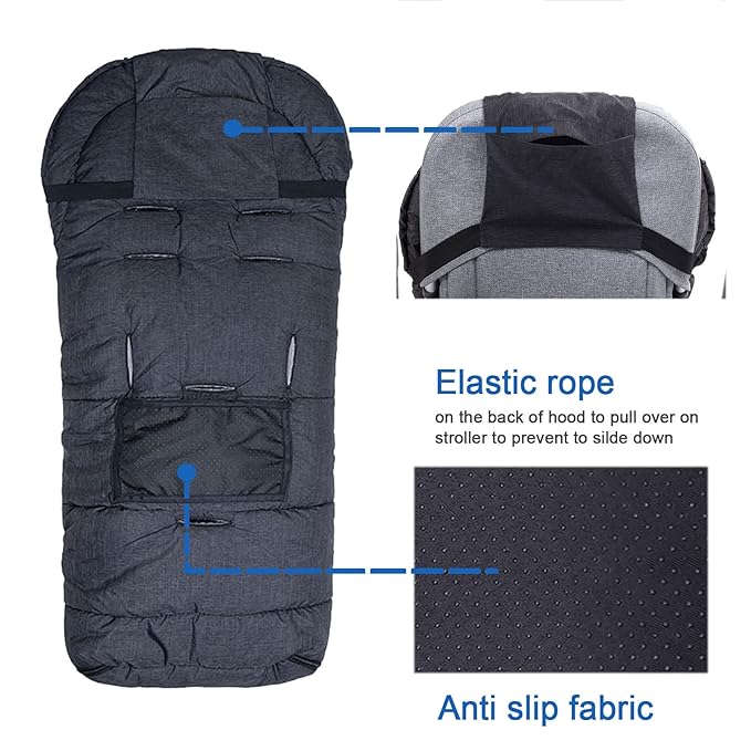 Yobee Winter Waterproof Warm Stroller Bunting Bag, Center and Botton Open for Easy in and Temperature Control, Multi Use, Toldder Size, Grey