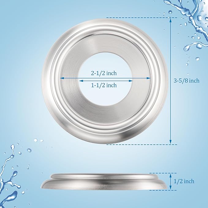 Enhon Metal Tub Spout Cover Ring, Bathroom Faucet Remodeling Wall Plate with Foam Gasket, 1-1/2 Inch ID and 3-5/8 Inch OD(Brushed Nickel)