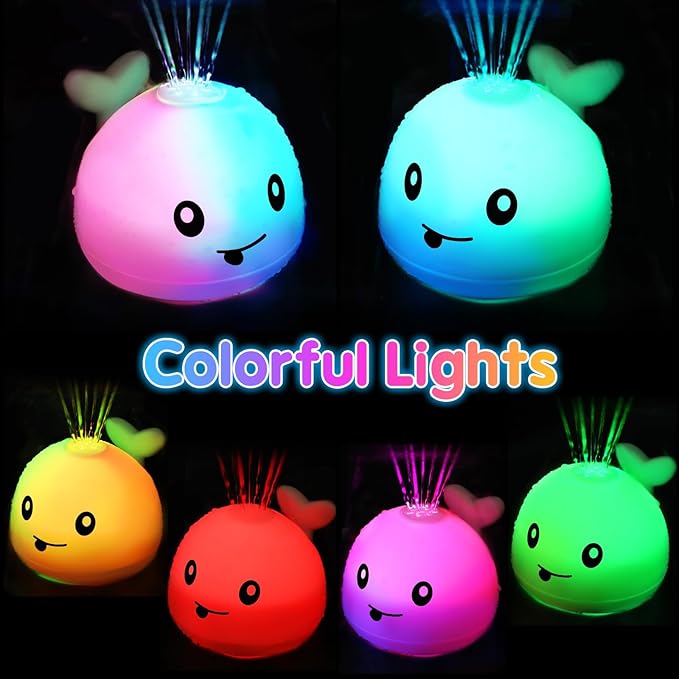 Gigilli Baby Bath Toys, Light up Bath Toys for Kids Ages 1-3, Easter Basket Stuffers 1 Year Old Boy Girl, 6-12-18 Months Baby Whale Bath Toy Sprinkler, Toddler Fountain Bathtub Pool Water Table Toys