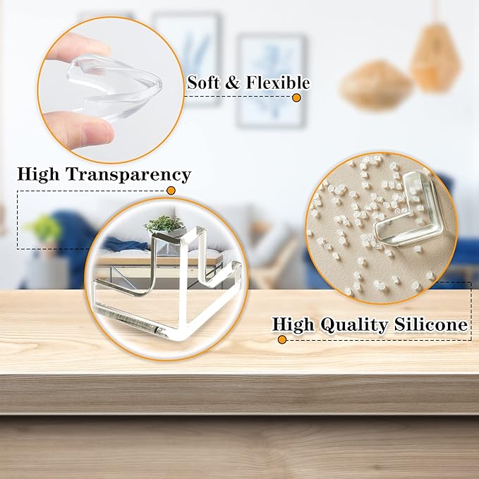 12 Pack Corner Protector, Clear Corner Guards Table Edge Protectors, Baby Safety Corner Bumpers Covers, Furniture & Sharp Corner Baby Proofing, T Shaped