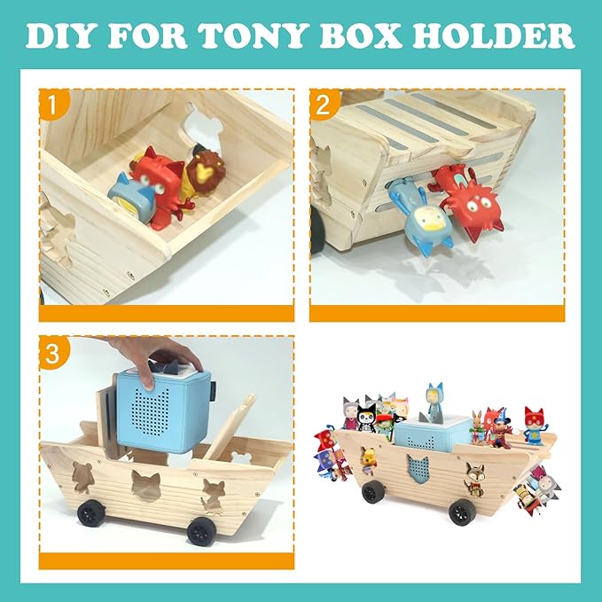 RZYLKA for Tonies Box Ship Organizer Storage Shelf, Magnetic Floating Shelves for Toniebox Generation 1/2 Player Tonies Figures Characters for Children, Display Collection 20~30 Characters