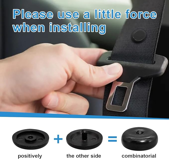 Augeny 10 Sets Seat Belt Button Stop, Plastic Seat Belt Stop Clips, Universal Snap-On System Seatbelt Buckle Stopper Button Kit, Prevent Buckle from Sliding Down, No Welding Required (Black)