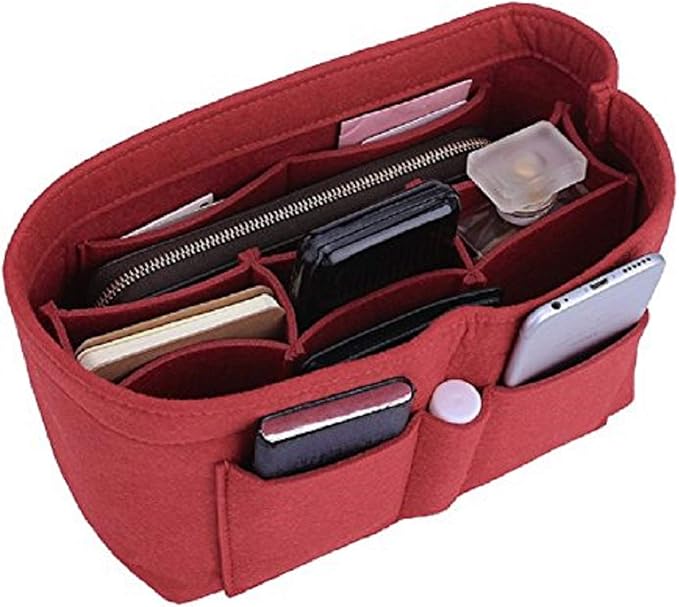 ZTUJO Purse Organizer Insert, Felt Bag Organizer For Handbag, 13 Colors, 6 Sizes (Large, Red)
