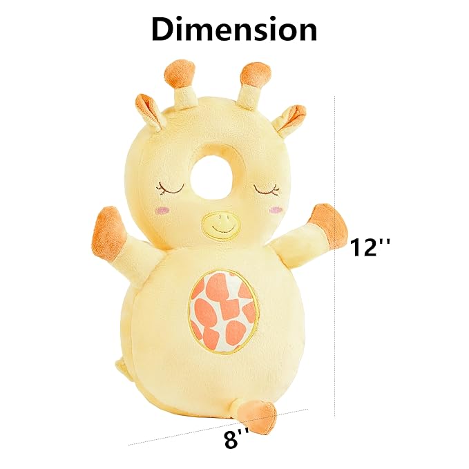Baby Head Back Protector Backpack Toddler Safety Protector Cushion Pad Soft, Adjustable and Lightweight Design for Safe Walking and Crawling Toddlers Girls and Boys(Giraffe)