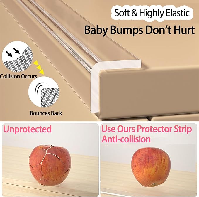 ZOMPAGO Clear Baby Edge & Corner Protector Strip, 1.8in×13FT Self-Adhesive Safety Bumper Guard, Transparent Anti-Collision Tape for Table, Cabinet, Furniture, Wall - Baby Proofing Essential