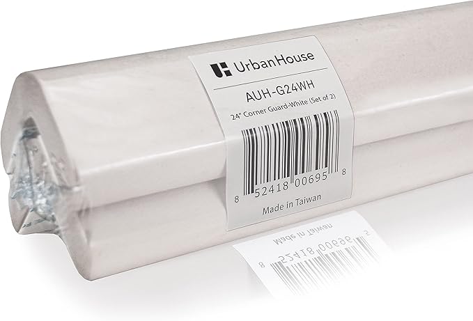 urbanhouse (2-Pack High-Density Corner Guard Edge Protector & Bumper for Parking Garages, Workshops, Baby Proofing Walls and Furniture - Neutral White, 24 Inches.