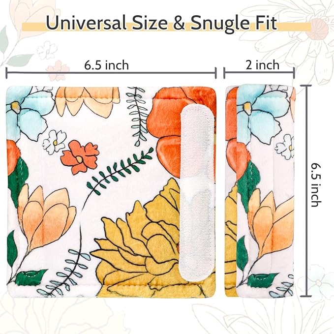 Pea Pod Baby Car Seat Strap Cover 2 Pack Retro Floral Car Seat Straps Shoulder Pads, Seat Belt Cushions Pads for Infant Car Seats, Stroller, Pushchair