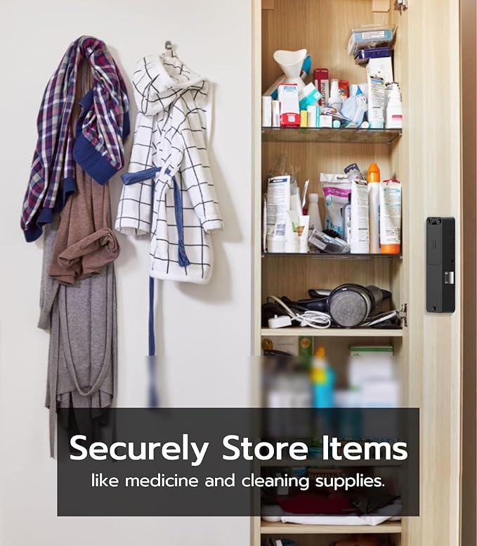 Cabinet Lock NFC RFID Card eLinkSmart Slim Hidden Drawer Lock for Child Safety Cupboard Door Liquor File Kitchen Pantry Furniture Double-Layer Drawer No Drilling Required Black