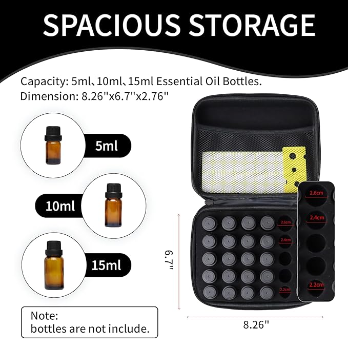 Essential Oil Storage Holder Organizer Carrying Case, 30 Bottles, Essential Oils Box for 5ml- 15ml Bottle Travel Storage Organizer Bag with Labels & Bottle Opener for doTERRA & Young Living