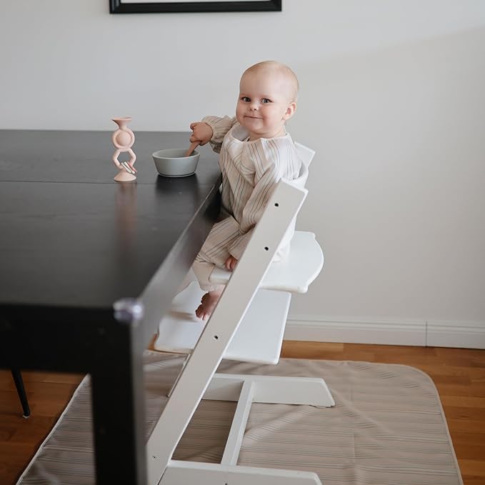 mushie Baby Splat Mat 42.5x42.5 Inch (Retro Stripes) | Water Resistant for Under High Chair and Infant Play