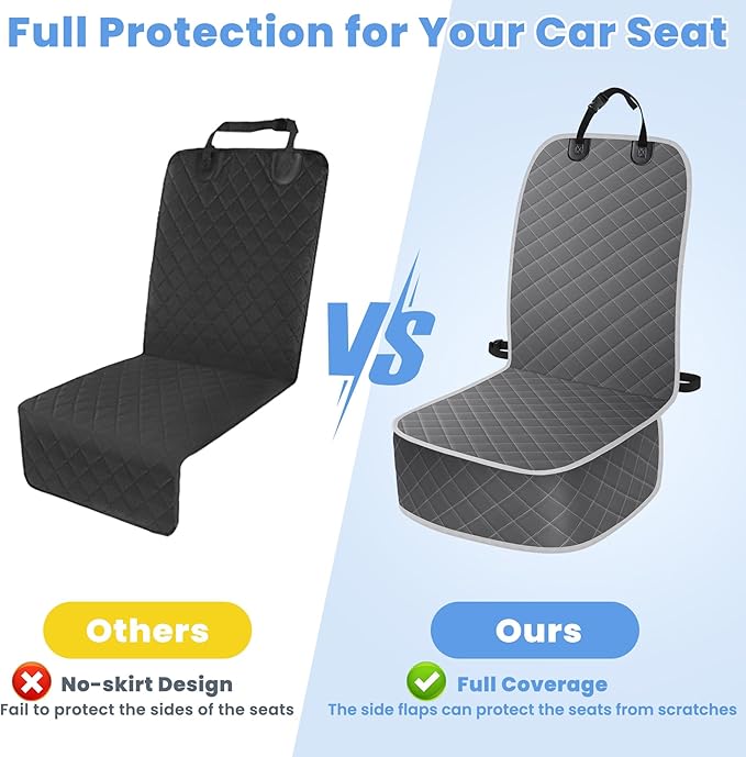 ELONGRIVER Dog Car Seat Covers, Waterproof Front Seat Cover for Dogs, Scratch-Proof, Nonslip Pet Passenger Seat Cover Protector, Universal Fit for Cars Trucks SUVs, Standard Size, Grey