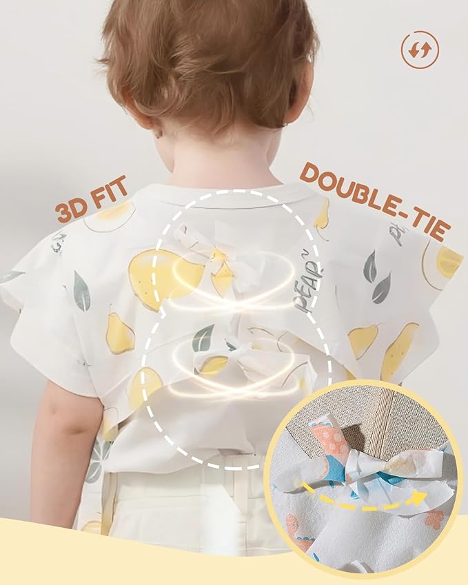 Disposable Baby Bibs for Baby Boys and Girls - Long Sleeve Bib Individually Wrapped Waterproof Baby Bibs 16/36 pcs