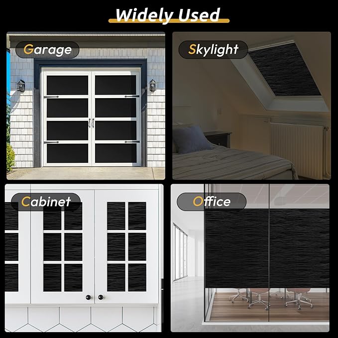 rabbitgoo Blackout Window Film, Sun Light Blocking Window Black Out Cover for UV Reduction, Removable Tint Room Darken Heat Control Frosted Glass Sticker for Home, Black, 35.4 x 78.7 Inches