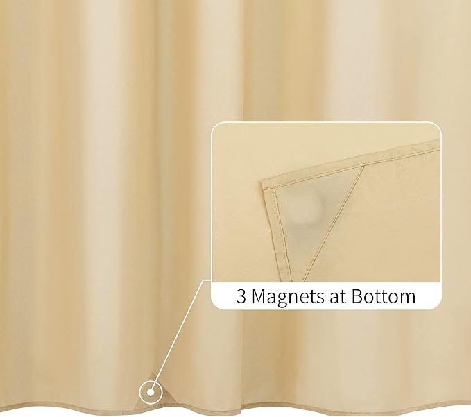 ALYVIA SPRING Long Fabric Shower Curtain Liner Waterproof - 72" W x 78" L, Soft & Lightweight Long Shower Curtain with 3 Magnets, Machine Washable - 72x78, Khaki