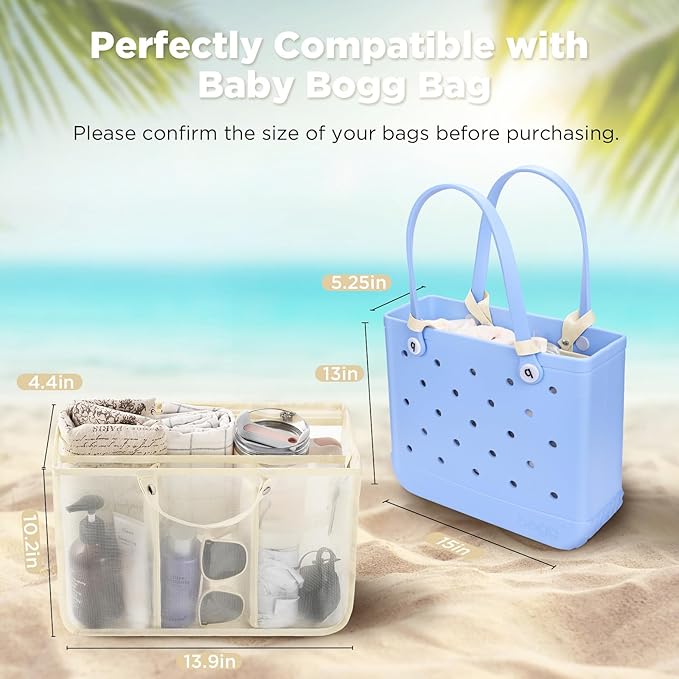 OUTXE Beach Bag Organizer Compatible with Baby Bogg Bag Accessories Inserts, Lightweight Mesh Insert Divider Pouch for Small Bogg Bags, Beach Tote Bags Insert for Organizing