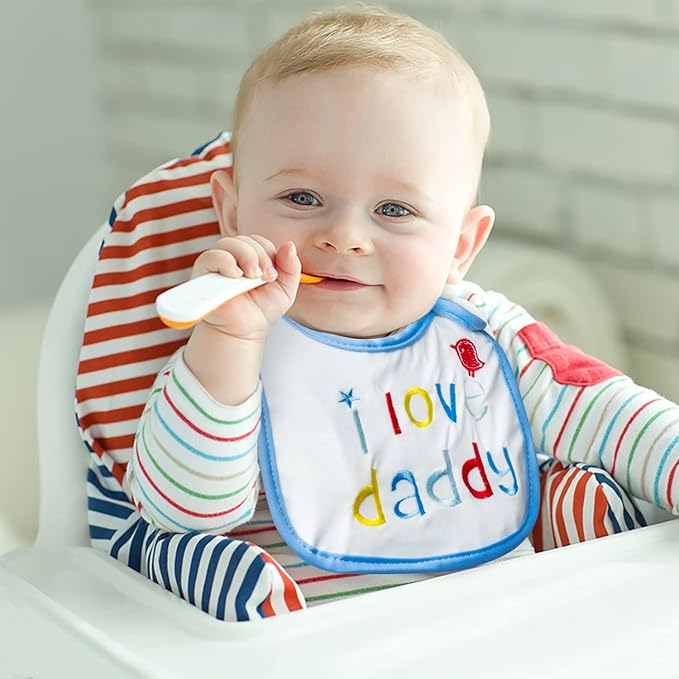 2ooya 7Pcs Cotton Waterproof Baby Bibs Hook Loop Closure Newborn Bib Keepsake Baby Gift for Drooling Feeding Eating