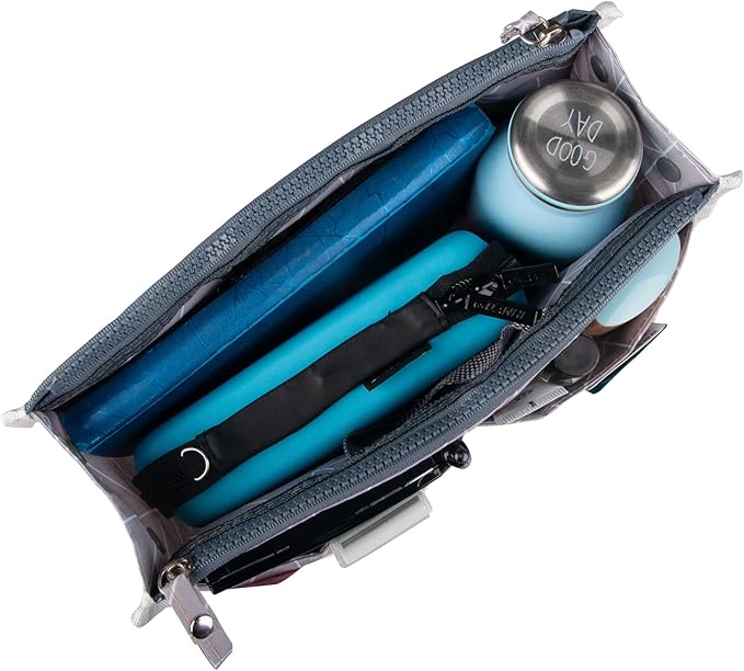 Vercord Updated Purse Handbag Organizer Insert Liner Bag in Bag 13 Pockets Lighr Grey Small