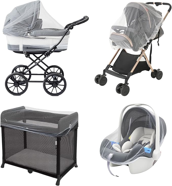 Baby Mosquito Net for Stroller, Perfect Bug Net for Strollers, Bassinets, Cradles, Playards, Pack N Plays and Portable Mini Crib, Baby Insect Netting Cover, White