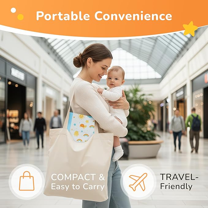 SunnyGuard Disposable Changing Pads for Baby 13 x 18 Inches, 50 Diaper Changing Pad with Unique Design & 6 Layers of Protection for Nursery Use, Travel Changes & Pee Pad Protection, 33 x 46 CM