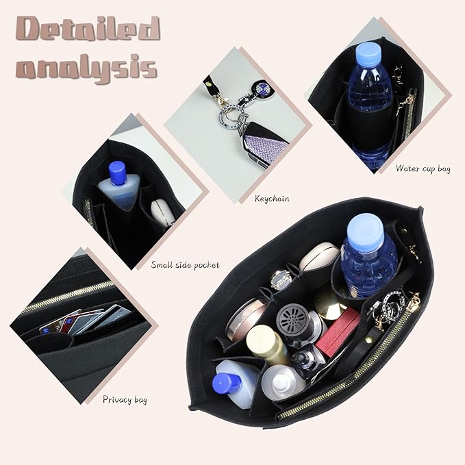 Lckaey Felt Organizer Insert for Longchamp Le Pliage Handbag Women Purse organizer 1012-30aterrimus-M