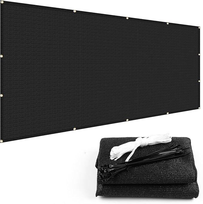 SUNNY GUARD Shade Cloth 4/6/8/10/12 FT Sun Shade Screen Fabric Shade Cover Tarp with Grommets for Pergola Backyard Garden, Black