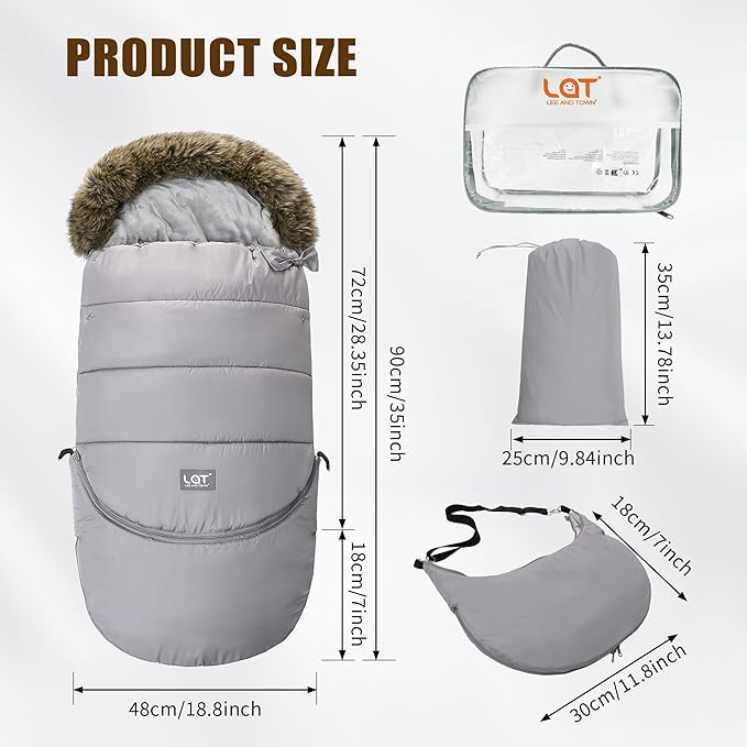 LAT Baby Warm Bunting Bag Universal,Extended and Removable,Stroller Sleeping Bag Cold Weather,Waterproof Toddler Footmuff