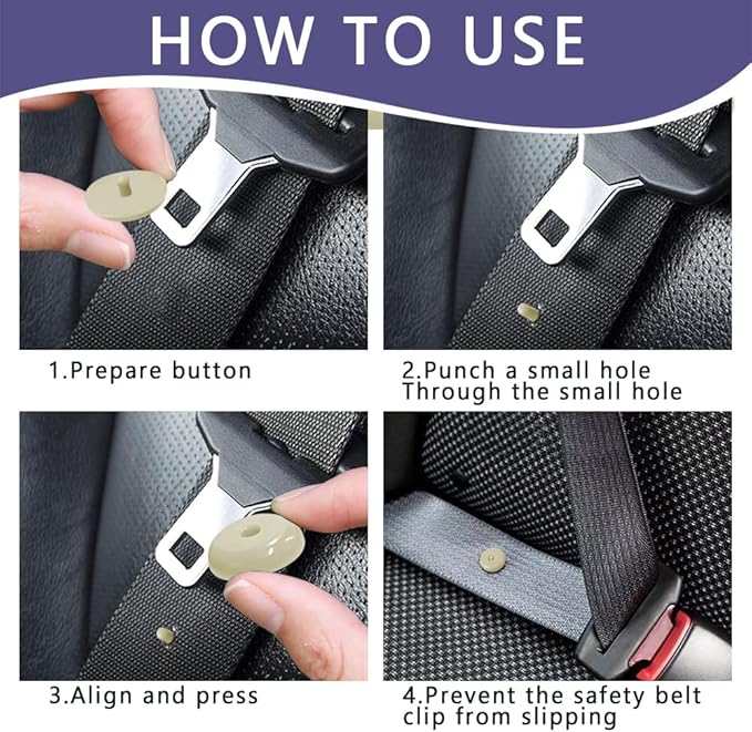 10 Sets Universal Fit Seatbelt Stopper Kit, Snap-on Seat Belt Button Stop, Car Accessories Plastic No Welding Required Seat Belt Buckle Button Prevent Seatbelt Clip from Sliding Down (Beige)