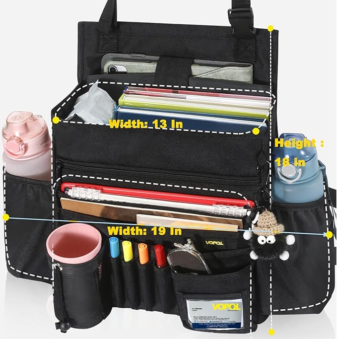 VOPQL Car Seat Organizer- Multi-Compartment Passenger Seat Organizer, Universal Fit for Front & Back Seats, Ideal for Law Enforcement and Truck Seat Storage, Compatible with Cars, Trucks, and Vans