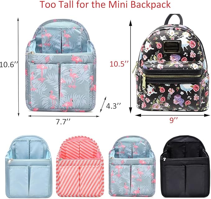 HOYOFO Mini Backpack Organizer Insert Small Shoulder Bag Divider for Rucksack Purse Lightweight Nylon, Light Blue
