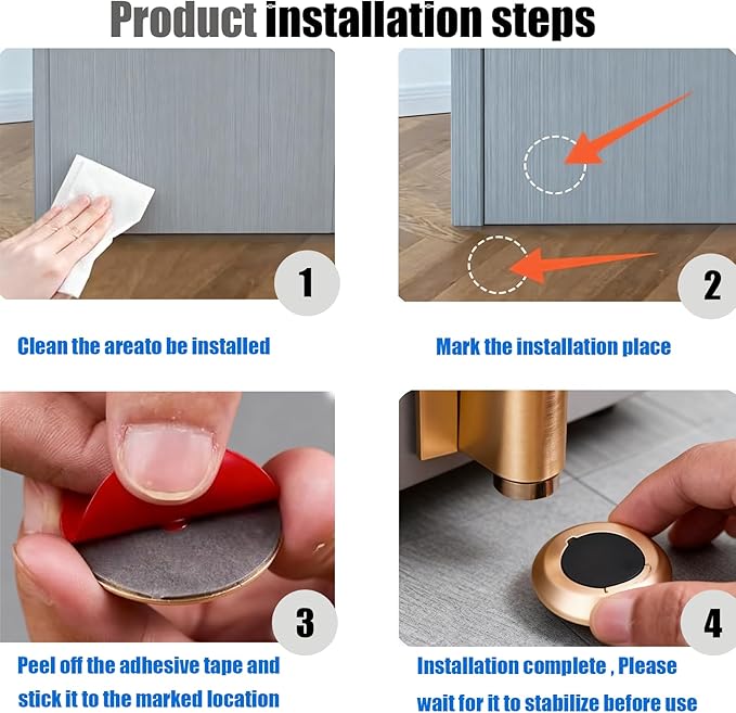 Door Wedge Stopper - 2026 New Magnetic Door Stopper,for Bottom of Door Drill-Free Invisible Indoor Doorstopper, Front Door Stopper Stent, Keeps Door Open Long-Term (Beige 1PC)